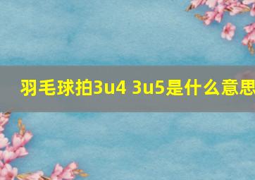 羽毛球拍3u4 3u5是什么意思